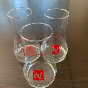 Vintage 1970's Upside Down 7-Up Glasses (set of 3)